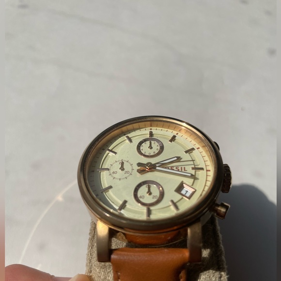 Fossil Rose Gold Chronograph Watch + leather bands - Picture 5 of 16